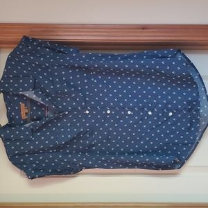 Navy with white detail button up